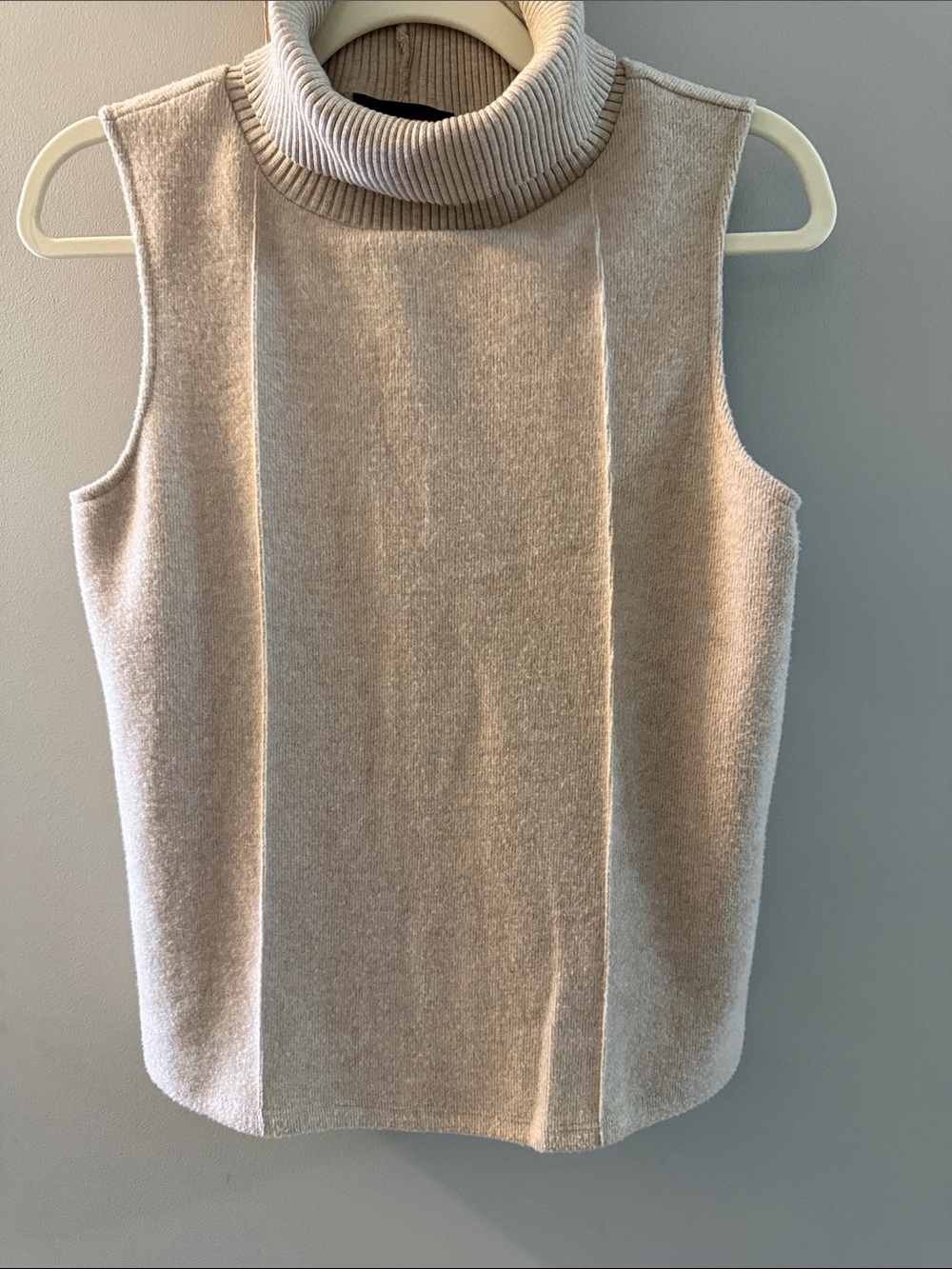 Truth Sleeveless Cowl Neck Sweater in Light Taupe